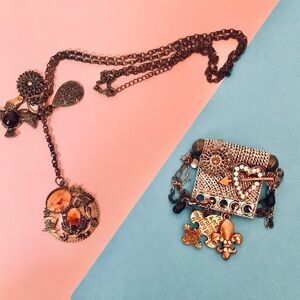 Vintage Steampunk Necklace and Brooch